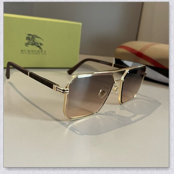 Burberry Gold Aviator Sunglasses main image 5